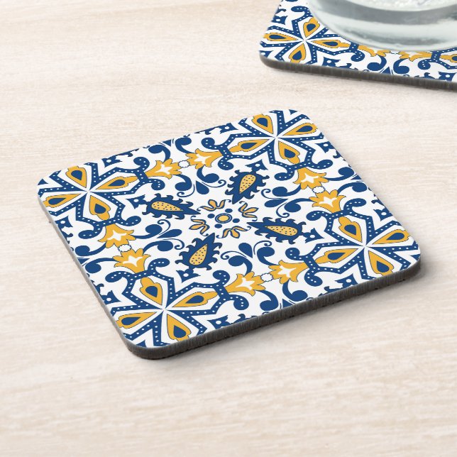 Porta-copo 💙 💛 Belos Azulejos azuis e amarelos, (Left Side)