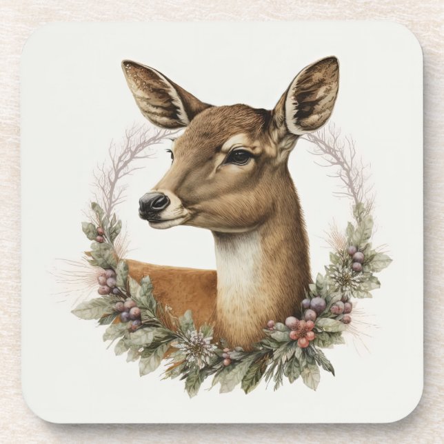 Porta-copo Belos feriados de inverno de cervos/Portas copos d (Frente)