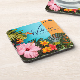 Porta-copo Bem-vindo à nossa Casa de Repouso com Tema Tropica