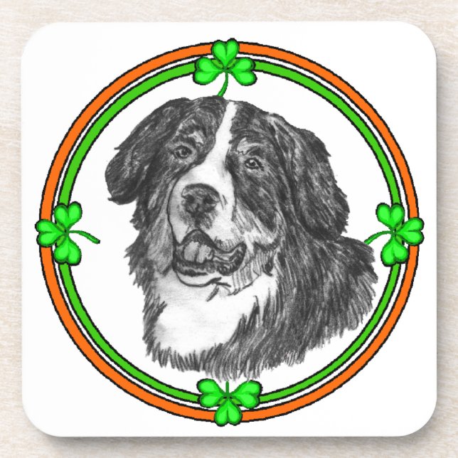 Porta-copo Bernese Mtn Dog St Patricks (Frente)