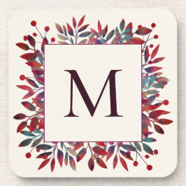 Porta-copo Berries Borgonha e outono deixam monograma