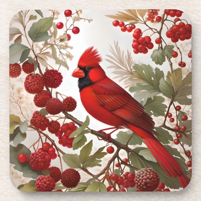 Porta-copo Berries Vermelho norte Cardinal (Frente)