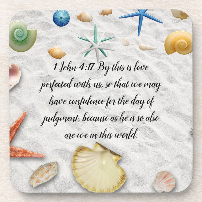 Porta-copo Bíblia Verso 1 John 4:17 (Frente)