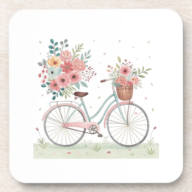 Porta-copo Bicicleta Com Flores (Frente)