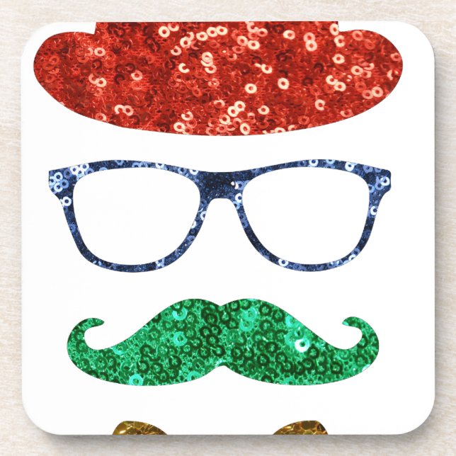 Porta-copo bigode de hipster de natal (Frente)