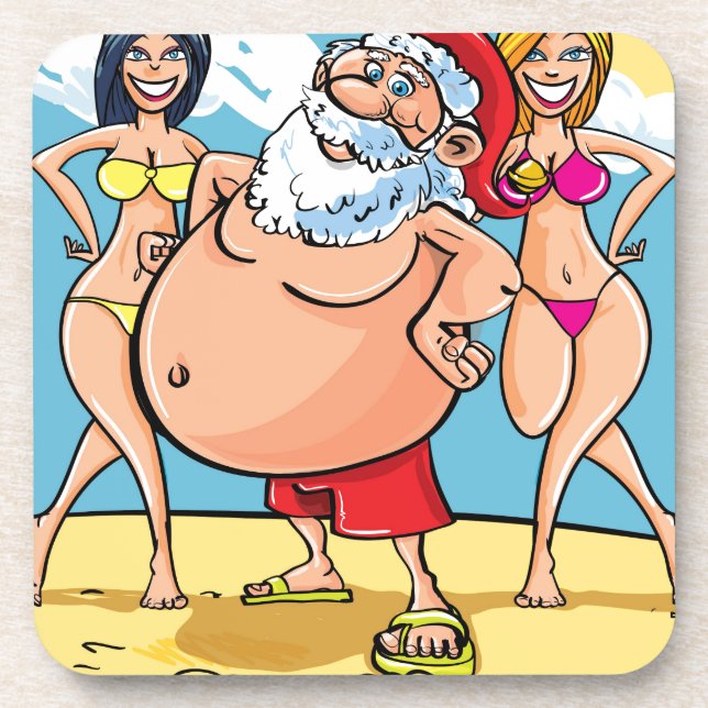 Porta-copo biquíni Beach santa claus (Frente)