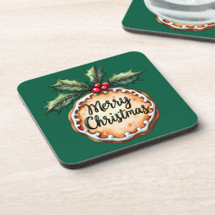 Porta-copo Biscoito de Natal com Frutas de Azevinho