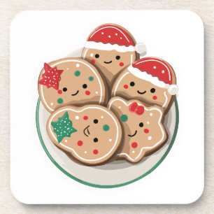 Porta-copo Biscoitos de Natal Fofo em Prato – Férias Sorriden