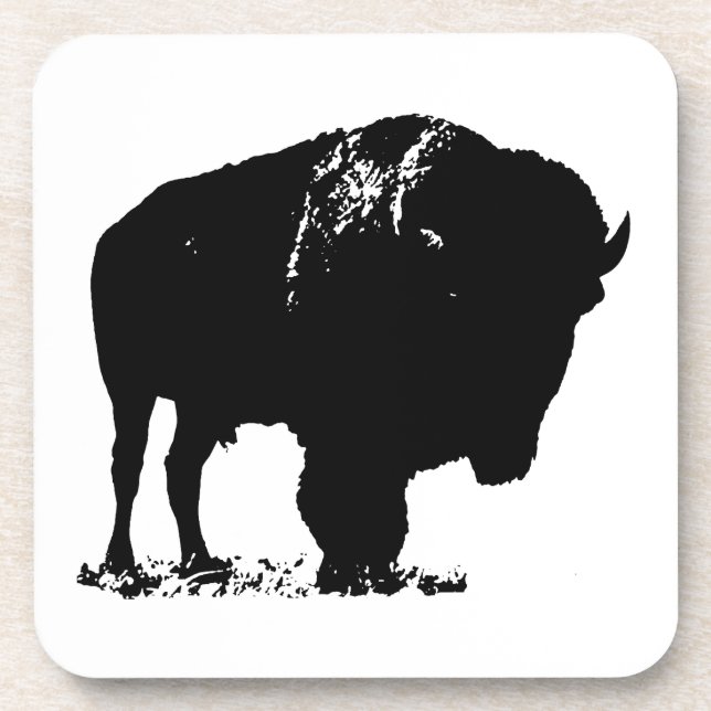 Porta-copo Bison Buffalo, Pop de Arte Negra (Frente)