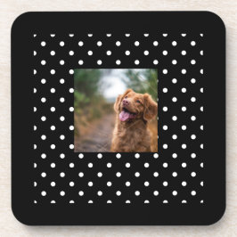 Porta-copo Black and white polka dot Dog pic