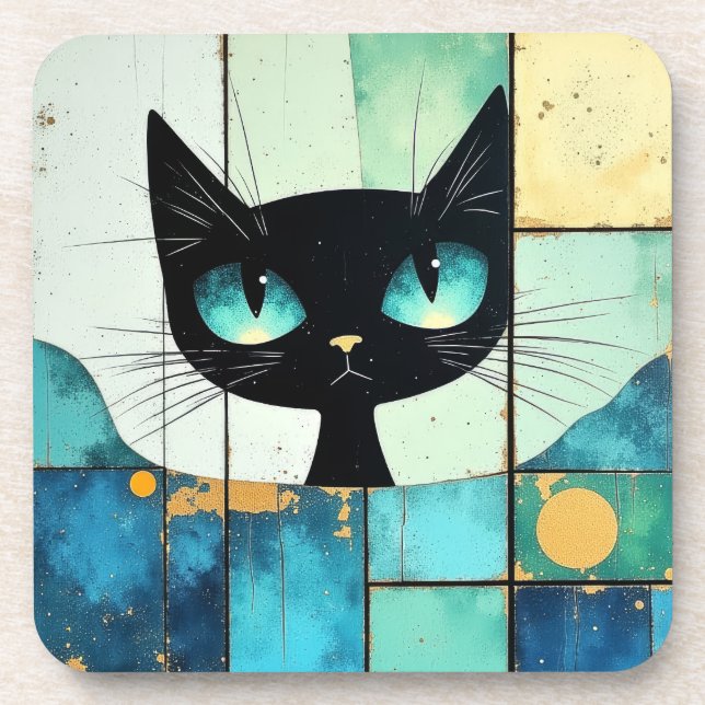 Porta-copo Black Cat Block art (Frente)