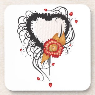 Porta-copo Black Grunge Heart Sunflower