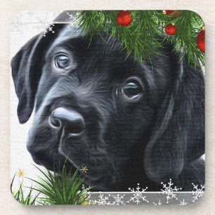 Porta-copo Black Labrador Christmas