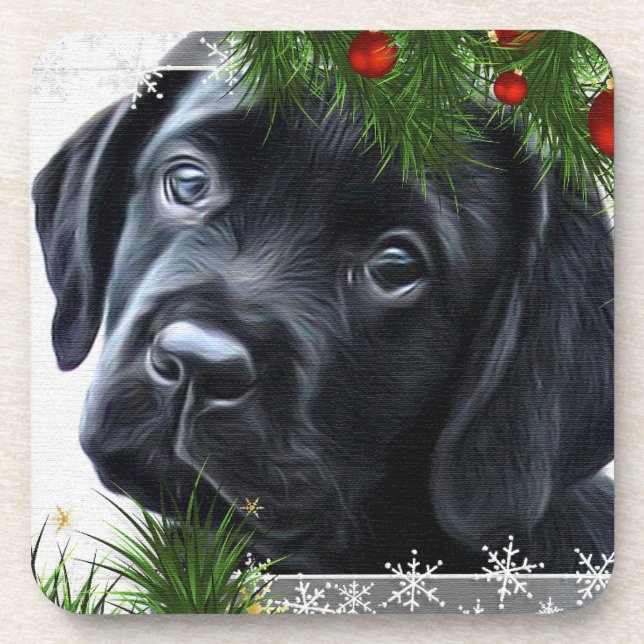 Porta-copo Black Labrador Christmas (Frente)