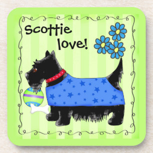 Porta-copo Black Scottie Terrier Dog Love Personalizado Green