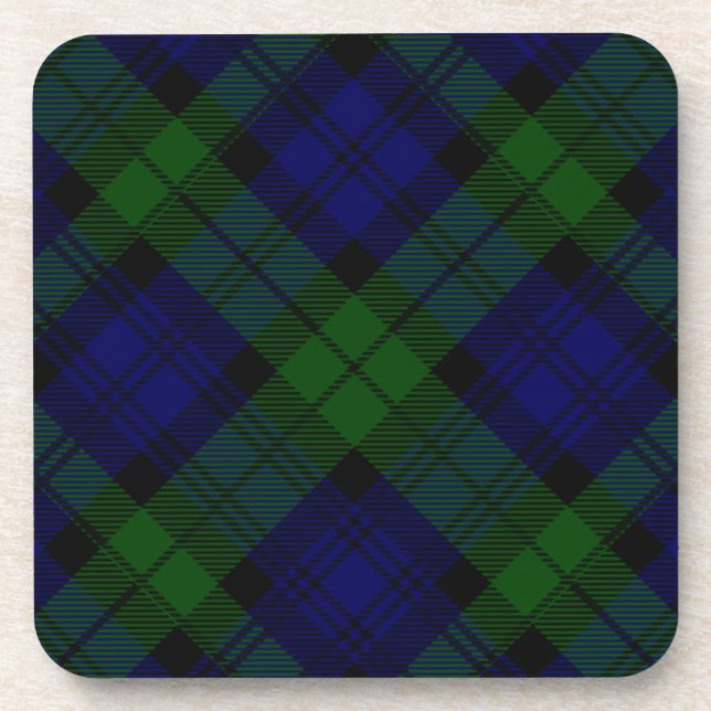 Porta-copo Black Watch Tartan Blue Green Xadrez (Frente)