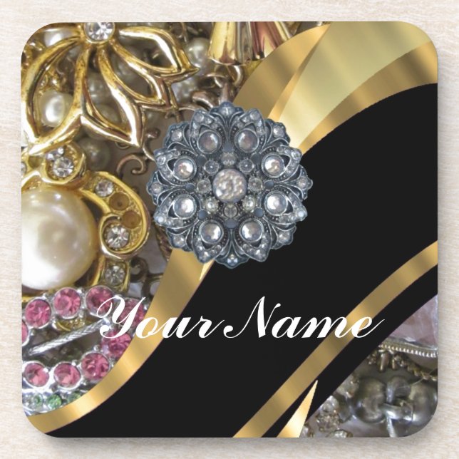 Porta-copo Blade preto e ouro (Frente)