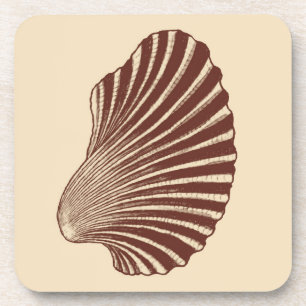 Porta-copo Bloco de Shell Scallop Impressão, Castanho e bege