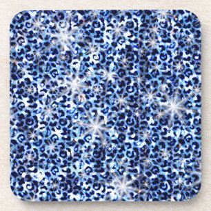 Porta-copo Blue Cheetah Sparkles