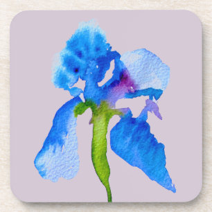 Porta-copo Blue Iris moderna aquarela arte floral