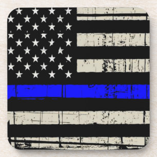 Porta-copo Blue Line Flag Poilice Suporte aos EUA