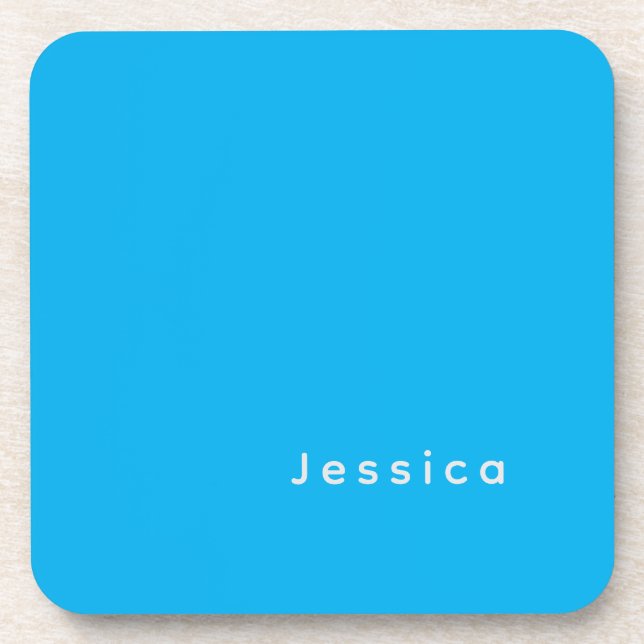 Porta-copo Blue Modern Elegant Plain Simple Professional Name (Frente)