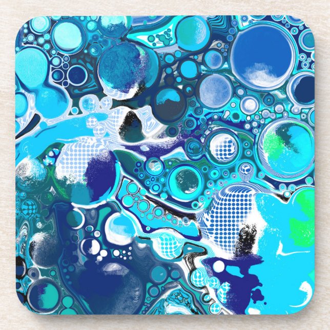 Porta-copo Blue Sea Bubbles Abstrato Art (Frente)