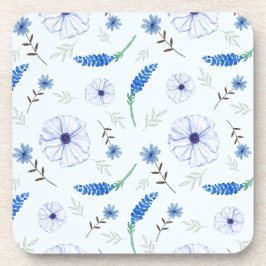 Porta-copo Blue Wildflower Watercolor Coaster