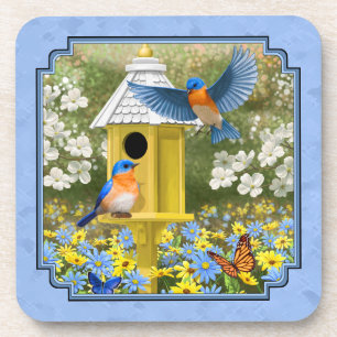 Porta-copo Bluebird e Hexagon Birdhouse Blue
