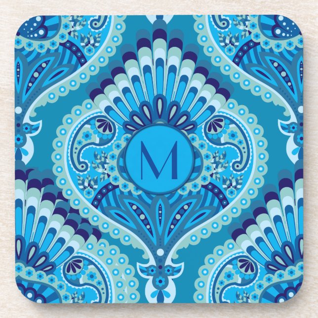 Porta-copo Blueish - Feathered Paisley (Frente)