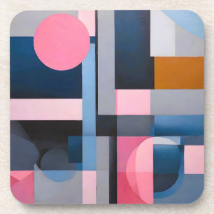 Porta-copo Blues e Pinks Sutis na Abstração Geométrica