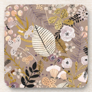 Porta-copo Boho Preto Branco Dourado Pêssego Desenho de Linha