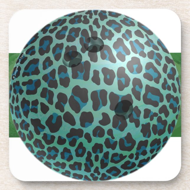 Porta-copo bola de boliche Leopard Teal (Frente)