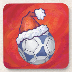 Porta-copo Bola de futebol festiva azul e branca em vermelho