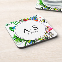 Bold Tropical Palm Leaf Wreath Casamento Monograma