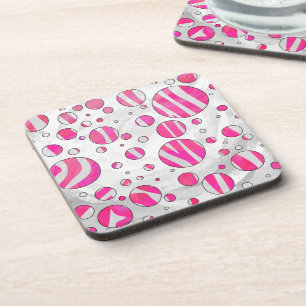 Porta-copo Bolinhas de Zebra Branca e Rosa