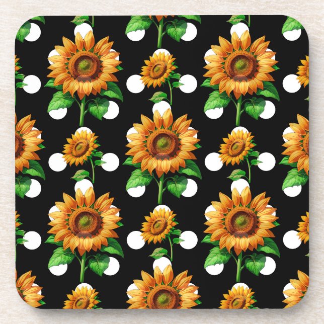 Porta-copo Bolinhas Florais de Girassol (Frente)