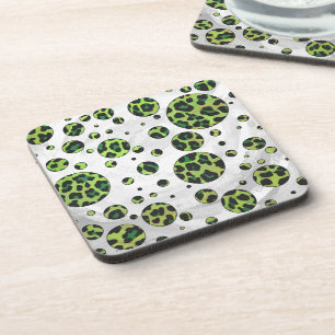 Porta-copo bolinhas Leopardo Preto e Verde