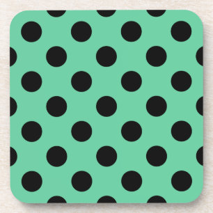 Porta-copo Bolinhas pretas em verde-menta