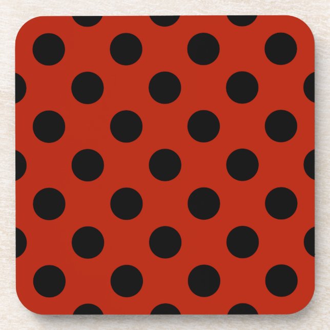 Porta-copo Bolinhas pretas em vermelho (Frente)
