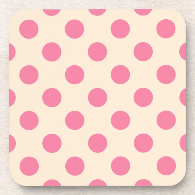 Porta-copo Bolinhas rosa em creme (Frente)