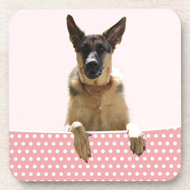Porta-copo Bolinhas Rosa german shepherd (Frente)