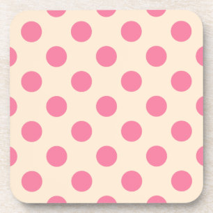 Porta-copo bolinhas rosa no creme