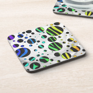 Porta-copo Bolinhas Zebra Black and Rainbow Impressão