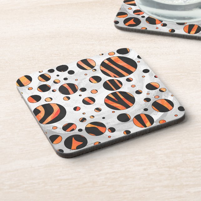 Porta-copo Bolinhas Zebra Black e Orange (Left Side)