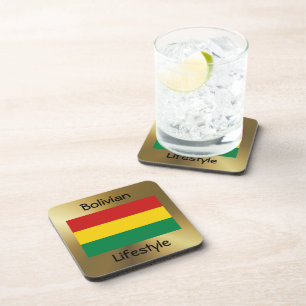Porta-copo Bolivia Flag+Text Coaster