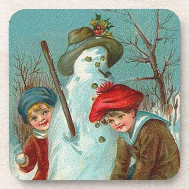 Porta-copo Boneco de Neve Crianças Neve Azevinho (Frente)