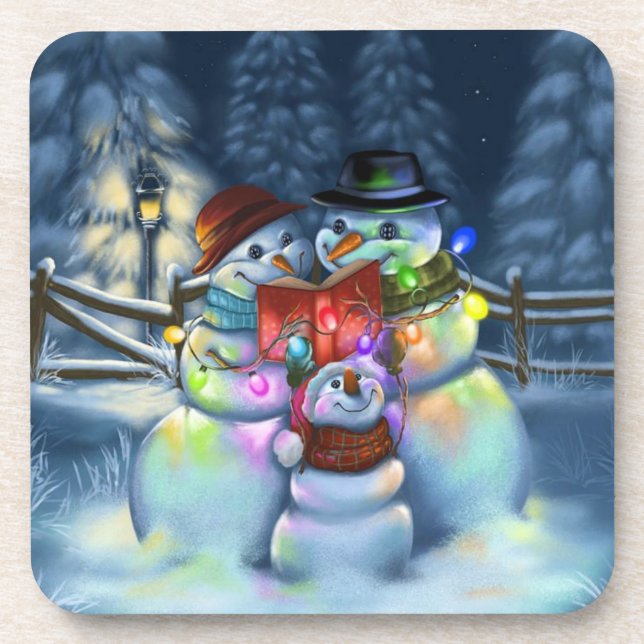 Porta-copo Boneco de neve e sua família (Frente)