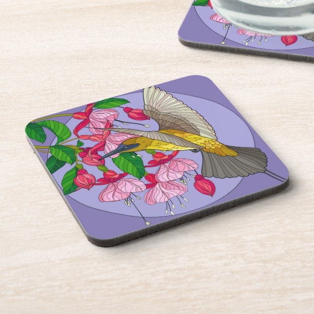 Porta-copo Bonito beija-flor com flores (Left Side)