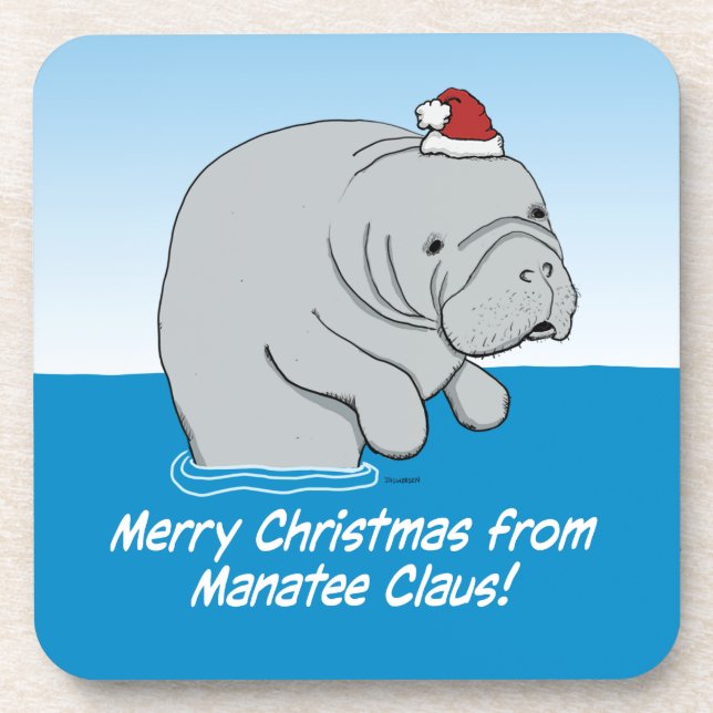 Porta-copo Bonito e engraçado Manatee Claus (Frente)